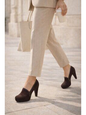 Stuart Weitzman Brown Leather Platform Pumps Heels Womens 7M Classic